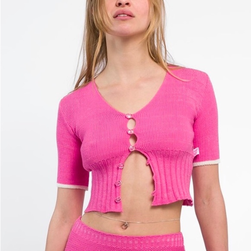 Maison Cleo fuschia cardigan size 36 (small)